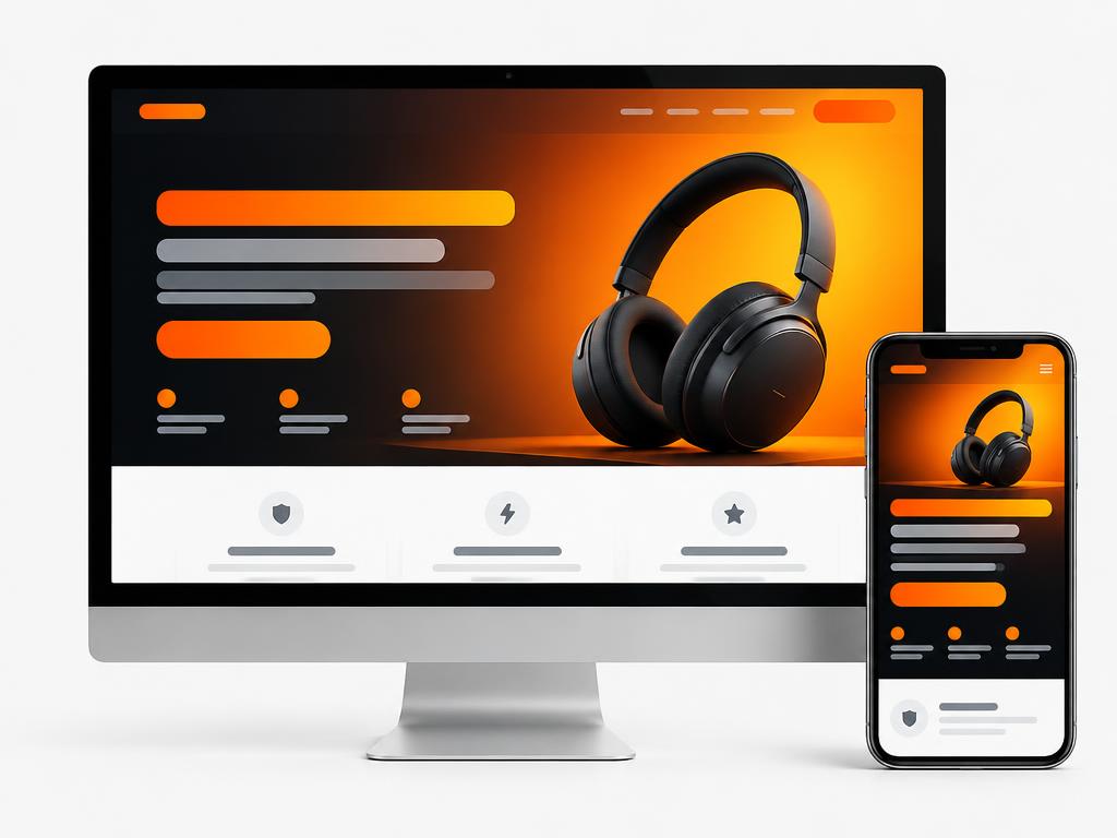 Demonstração conceitual: Landing page para captação de clientes, exibido em computador ou tablet e celular